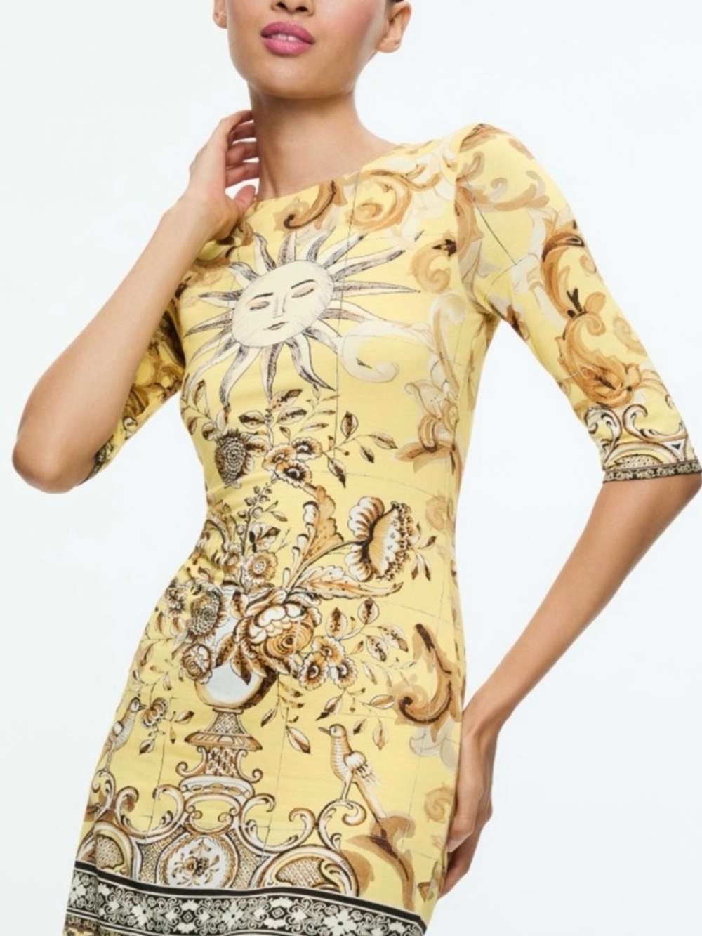 Alice + Olivia Delora Dress Size 4 Yellow Sun Print Mini - Picture 2 of 6